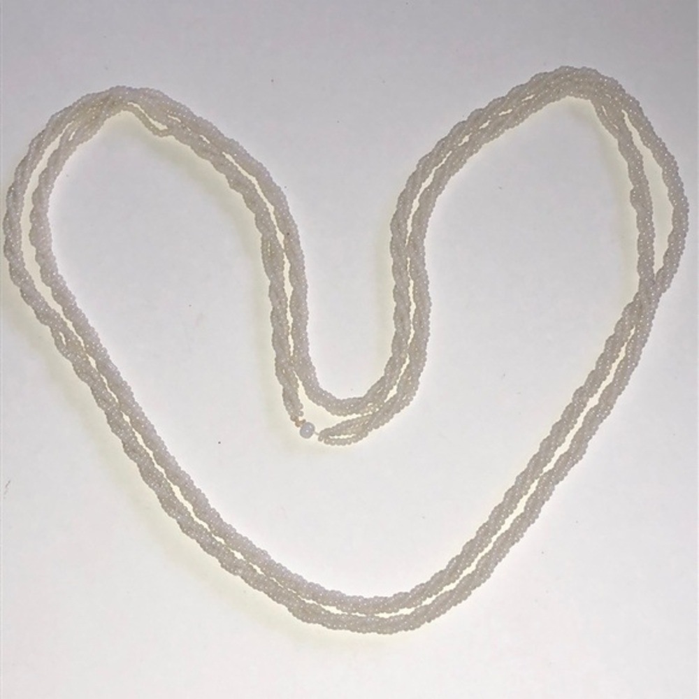 Elegant White Glass Beads Beaded Boho Necklace